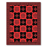 Bold Red Black Snowflake Geometric Area Rug