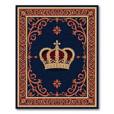 Ornate Royal Crown Navy Area Rug