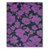 Vibrant Purple Floral Area Rug on Deep Green