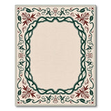 Ornate Traditional Persian Border Rug in Beige with Green Red Florals
