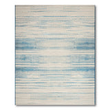 Blue and Teal Blue Geometric Striped Area Rug