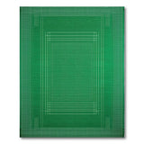 Emerald Green Geometric Grid Frame Rug