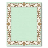 Mint Green Rug with Ornate Gold Floral Border