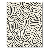 Modern Wavy Black Lines Beige Area Rug