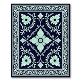 Teal Floral Persian Navy Area Rug