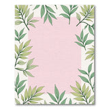 Botanical Green Leaves Pink Center Area Rug