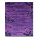 Purple Floral Striped Area Rug