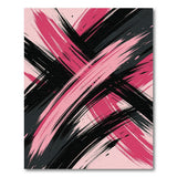 Vibrant Pink Black Brushstroke Abstract Area Rug