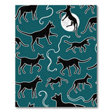 Prowling Black Cats Moon Teal Area Rug