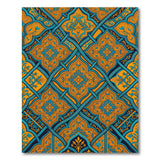 Blue and Teal Teal Gold Persian Medallion Area Rug