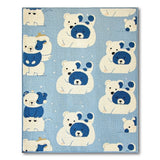 Cute Cartoon Polar Bears Blue Kids Rug