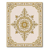 Cream Gold Ornate Floral Medallion Rug