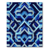 Navy Blue Geometric Interlock Area Rug