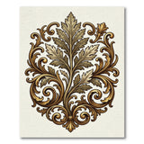 Ornate Gold Acanthus Leaf Medallion Rug