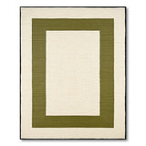 Cream Area Rug with Bold Green Border Frame