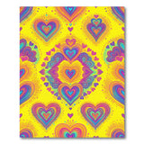Vivid Rainbow Hearts Yellow Area Rug