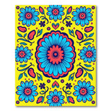 Vibrant Blue Floral Yellow Area Rug