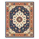 Multi-color and Patterns Navy Blue Persian Floral Medallion Area Rug