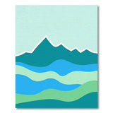 Teal Mountains and Layered Waves Area Rug