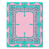 Ornate Pink Teal Persian Border Rug