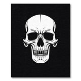 Bold White Skull on Black Area Rug
