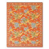 ODIKA Washable Vintage Floral Orange Area Rug - Non-Slip Low Pile Carpet