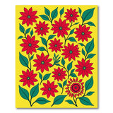 Vibrant Red Poinsettia Blooms on Sunny Yellow Rug