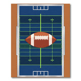 Blue and Teal Cartoon Football Field Area Rug