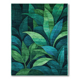 Modern Green Leaf Geometric Area Rug