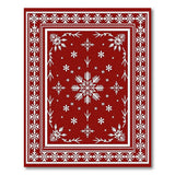 Red Red Snowflake Border Area Rug