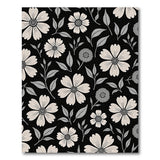 Black White Daisy Floral Area Rug