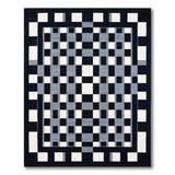 Black and White Geometric Modern Modern Black White Geometric Grid Area Rug