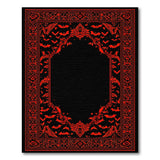 ODIKA Gothic Bat Washable Area Rug - Red and Black Low Pile Non-Slip Carpet