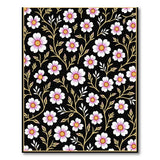 Pink Blossom Floral Black Area Rug