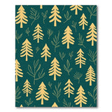 Whimsical Golden Pine Forest Teal Area Rug