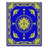 Royal Blue Gold Ornate Floral Medallion Rug