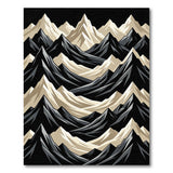 Layered Mountain Peaks Black White Area Rug