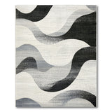 Black and White Abstract Wave Black White Area Rug