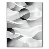 Geometric Waves Black White Area Rug