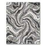 Black White Marble Swirl Area Rug