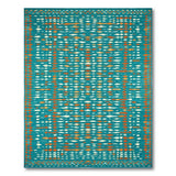 Teal Orange Geometric Diamond Area Rug