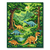 Green Dinosaur Jungle Adventure Kids Area Rug