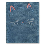 Fluffy Blue Shag Cat Face Area Rug