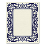 Navy Ornate Floral Frame Area Rug
