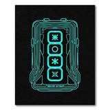 Neon Teal Cyber Geometric Area Rug