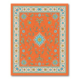 Vivid Orange Teal Floral Persian Area Rug