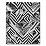 Bold Black White Geometric Maze Area Rug