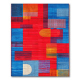 Vibrant Red Blue Geometric Abstract Area Rug