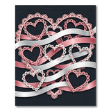Pink Lace Hearts Ribbon Area Rug