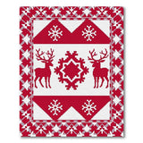 Red Reindeer Snowflakes Geometric Rug